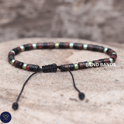 Hematite, Onyx, Brecciated Jasper 2x4mm Bead Bracelet: Yoga, Adjustable, Ethnic, Boho, elegant, focus, clarity - LND Bands