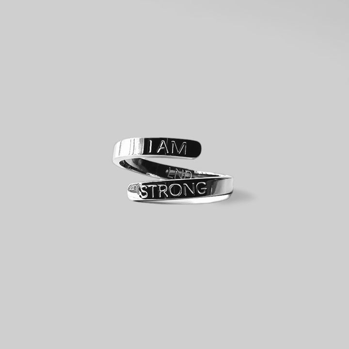 I Am Strong Ring, High Quality Stainless Steel, Adjustable, Inspirational Jewelry, Mental Health Awareness , Affirmation Ring, Thumb Ring - LND Bands