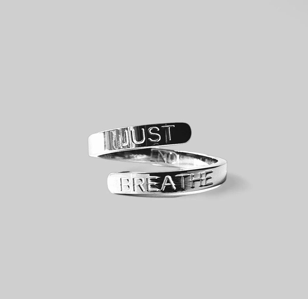 JUST BREATHE Ring, High Quality Stainless Steel, Adjustable, Inspirational Jewelry, Mental Health Awareness - LND Bands