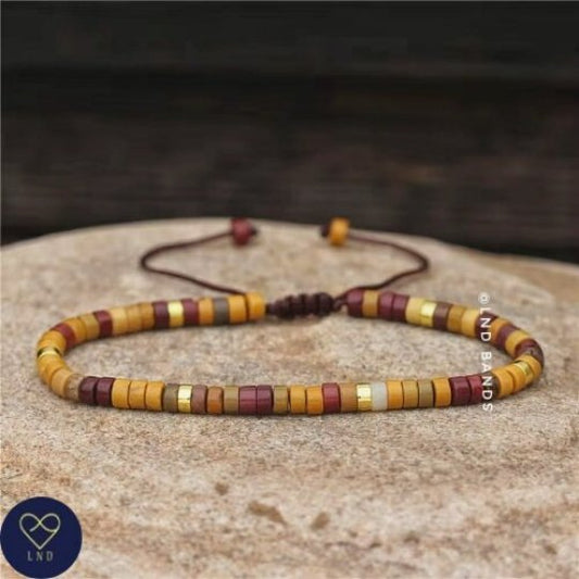 Mookaite Dainty Bracelet, Spiritual Meditation Beaded Adjustable Bracelet, boho style, Tibetan Ethnic Bohemian style, Birthday gift, summer - LND Bands