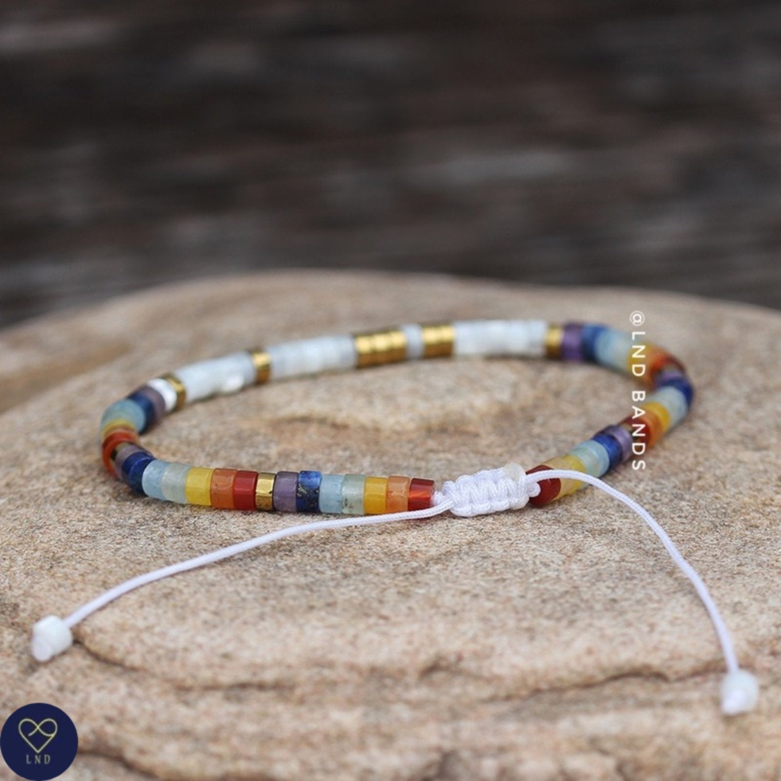 Morse code BE POSITIVE, 7 Chakra Mother Of Pearl beads, Adjustable Motivational Bracelet, meaningful Inspirational Bracelet Meditation Yoga - LND Bands