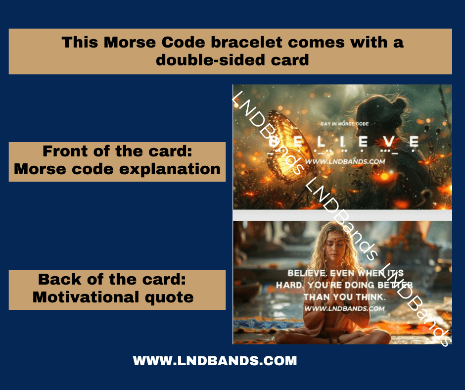Morse Code BELIEVE Bead Adjustable Bracelet: Motivational Inspirational, Encouragement, Affirmation, Meaningful, Supportive - LND Bands