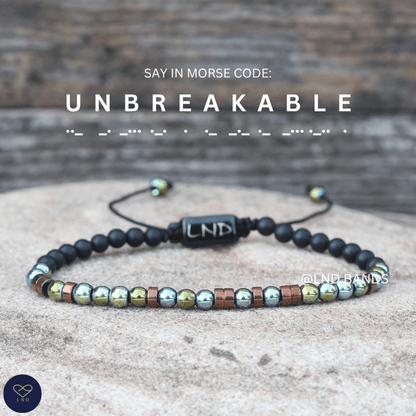 Morse Code Bracelet UNBREAKABLE : Meaningful, Secret Message Adjustable Uplifting Personal Mantra Affirmation Motivation - LND Bands