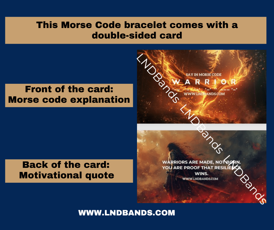 Morse Code Bracelet "WARRIOR": Adjustable, Meaningful, Secret Message, Personal Mantra Affirmation Motivation Encourage Uplifting - LND Bands