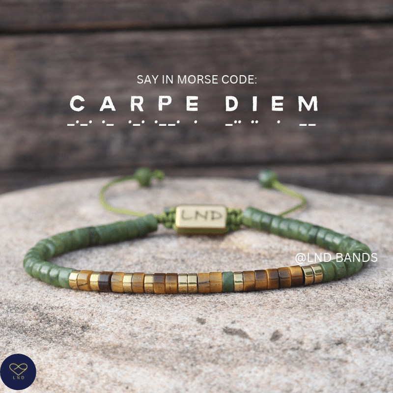 Morse Code "CARPE DIEM" Bead Adjustable Bracelet: Motivational Inspirational, Encouragement, Affirmation, Meaningful, Supportive - LND Bands