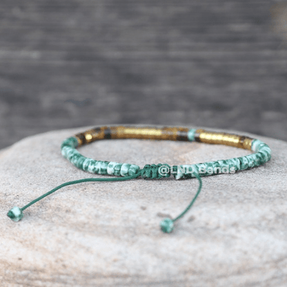 Morse code CHOOSE JOY Green Spot jasper Tiger eye Adjustable Affirmation Bracelet, motivational encouraging meaningful, inspirational - LND Bands