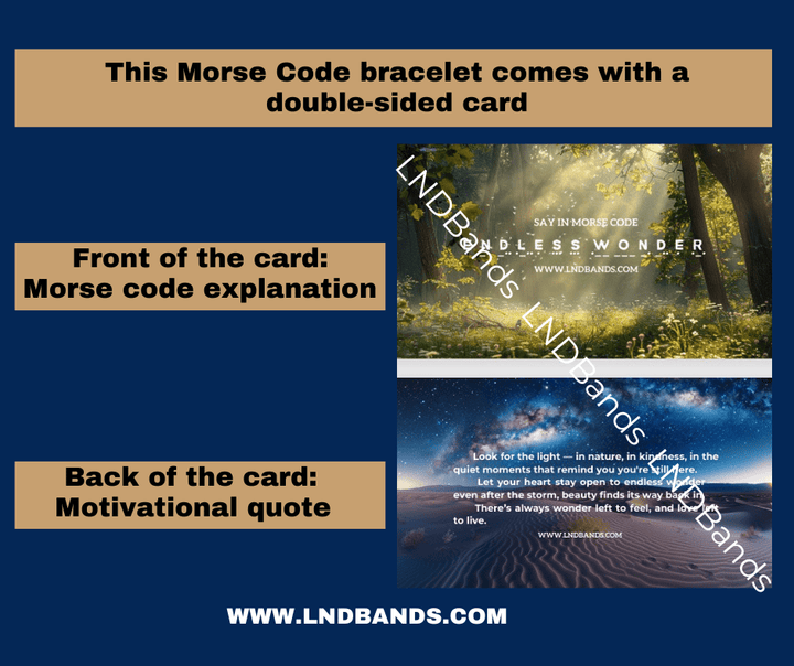 Morse Code "ENDLESS WONDER" Bead Bracelet: Kambaba Jasper, Inspiration, Motivation, Support, Encouragement, Affirmation, Meaningful, travel - LND Bands
