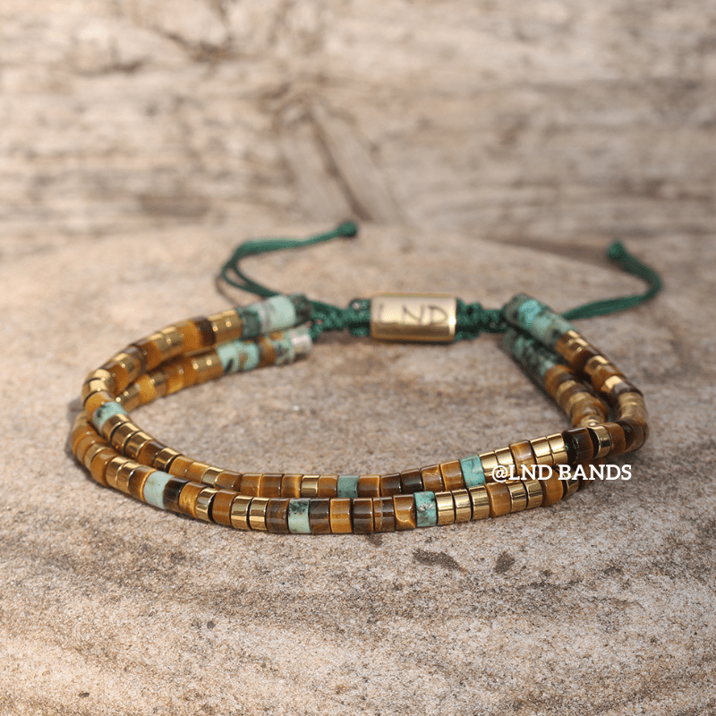Morse code GETTING OLDER Is MANDATORY Growing up is optional African Turquoise Tiger eye Adjustable secret message Bracelet, funny message - LND Bands