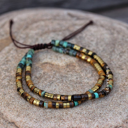 Morse code GETTING OLDER Is MANDATORY Growing up is optional African Turquoise Tiger eye Adjustable secret message Bracelet, funny message - LND Bands