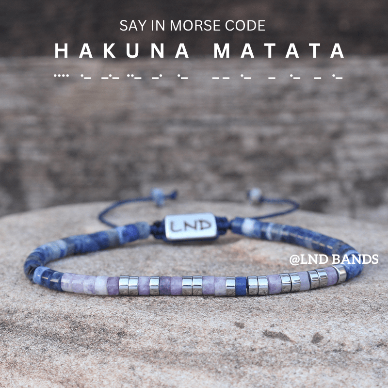 Morse code HAKUNA MATATA Motivation Adjustable Bracelet, Relax Fun, No worries, support, uplifting message, friendship bracelet - LND Bands