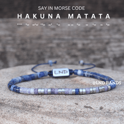 Morse code HAKUNA MATATA Motivation Adjustable Bracelet, Relax Fun, No worries, support, uplifting message, friendship bracelet - LND Bands