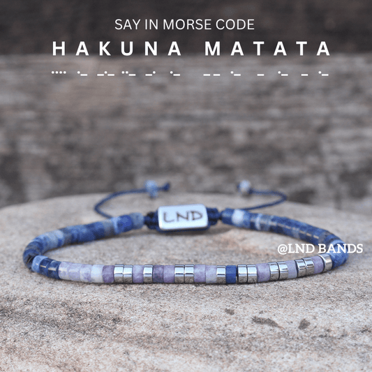 Morse code HAKUNA MATATA Motivation Adjustable Bracelet, Relax Fun, No worries, support, uplifting message, friendship bracelet - LND Bands