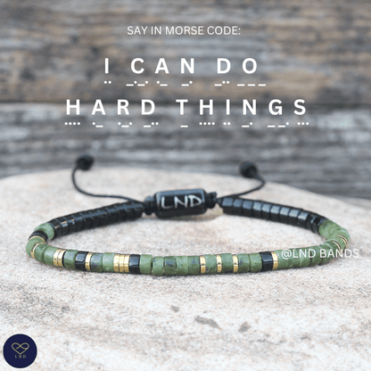 Morse Code "I CAN DO Hard Things" Bead Adjustable Bracelet: Motivational Inspirational, Encouragement, Affirmation, Meaningful, Supportive - LND Bands