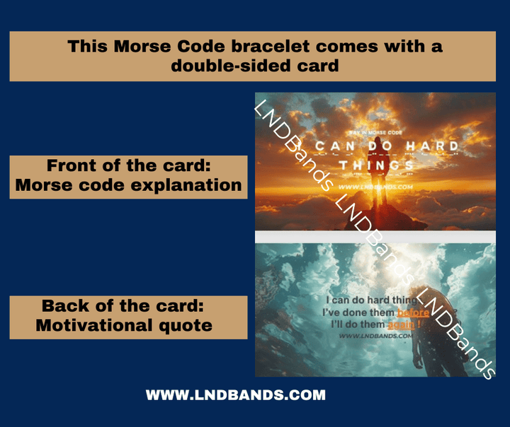 Morse Code "I CAN DO Hard Things" Bead Adjustable Bracelet: Motivational Inspirational, Encouragement, Affirmation, Meaningful, Supportive - LND Bands