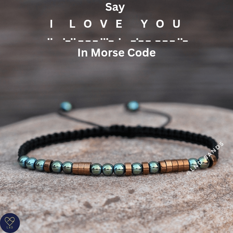 Morse code "I LOVE YOU" Hidden message, Adjustable Friendship Partner Distance Bracelet, Anniversary gifts for boyfriend husband girlfriend - LND Bands