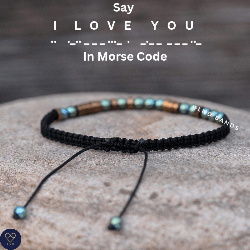 Morse code "I LOVE YOU" Hidden message, Adjustable Friendship Partner Distance Bracelet, Anniversary gifts for boyfriend husband girlfriend - LND Bands