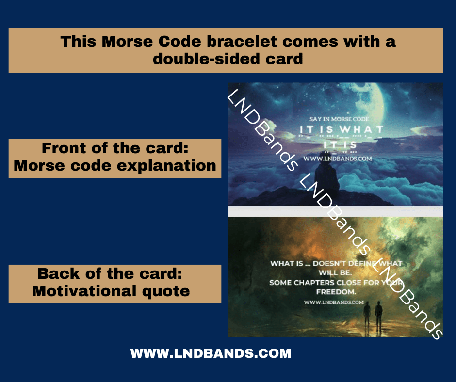 Morse Code "IT IS WHAT IT IS" gemstone bracelet: Adjustable, Inspiration Motivation Encouragement Affirmation hidden message - LND Bands