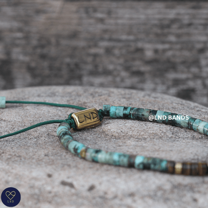 Morse code LET THEM African Turquoise Tiger eye, Adjustable Affirmation Bracelet, motivational encouraging inspirational bracelet, support - LND Bands