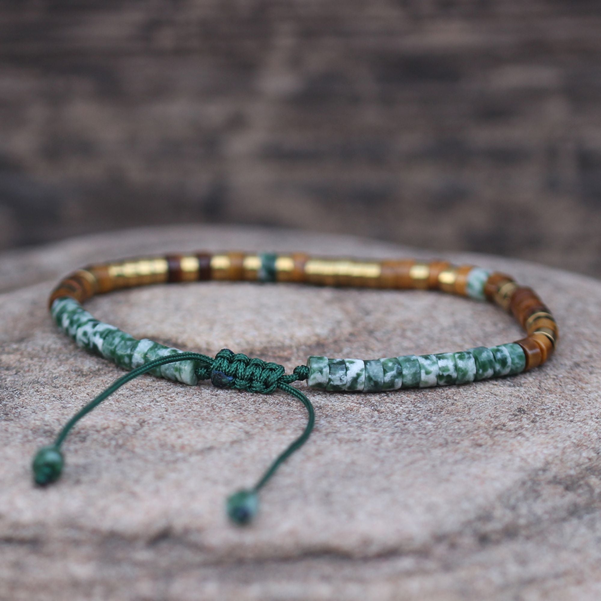 Morse code PROTECT YOUR PEACE Tiger eye Adjustable Affirmation Bracelet, motivational encouraging meaningful, inspirational, motivational - LND Bands