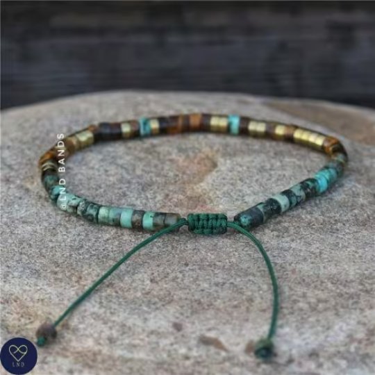 Morse code PROVE THEM WRONG African Turquoise Tiger eye, Adjustable Affirmation Bracelet, inspirational bracelet - LND Bands