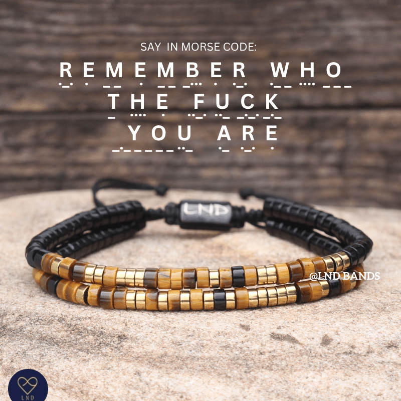 Morse Code REMEMBER who the fuck YOU ARE Adjustable Bracelet, inspirational, motivational, uplifting, encouraging - LND Bands