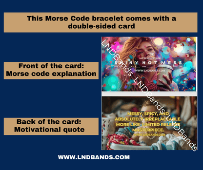 Morse code "SHINY HOT MESS", colourful jasper, Adjustable funny message, Inspirational, birthday gift - LND Bands