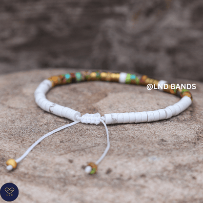 Morse code "SHINY HOT MESS", colourful jasper, Adjustable funny message, Inspirational, birthday gift - LND Bands