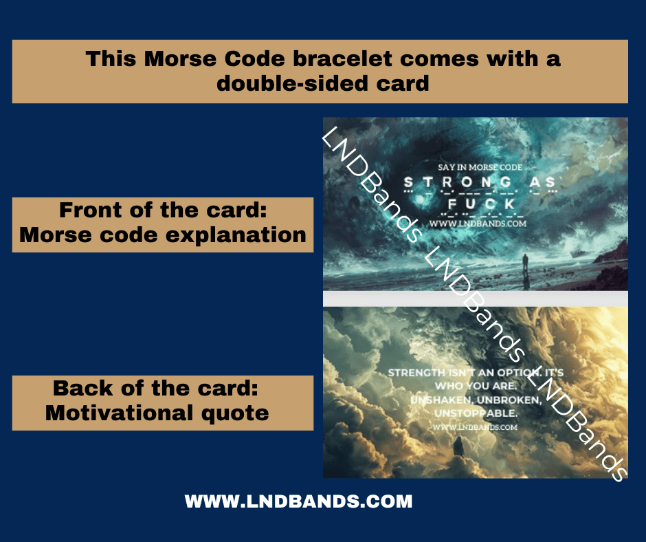 Morse Code "STRONG AS FUCK" bracelet: African Turquoise Inspiration Motivation Encouragement Affirmation Support - LND Bands