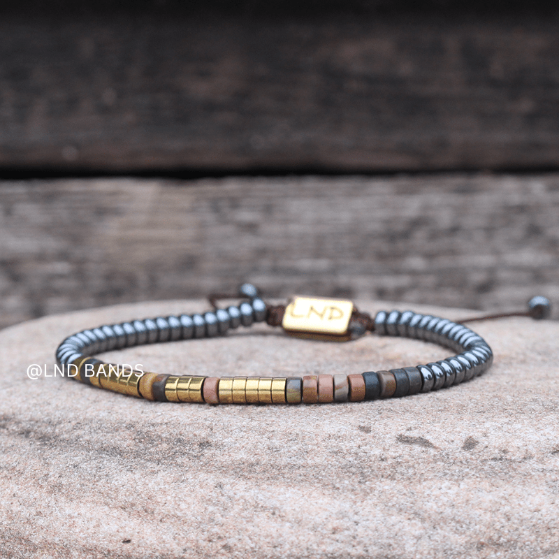 Morse code YOU GOT THIS Picasso Jasper Grey Hematite Bracelet, Adjustable Bohemian affirmational motivational bracelet, encouraging - LND Bands