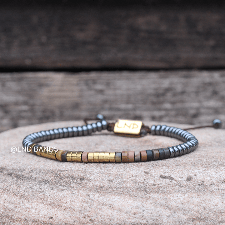 Morse code YOU GOT THIS Picasso Jasper Grey Hematite Bracelet, Adjustable Bohemian affirmational motivational bracelet, encouraging - LND Bands