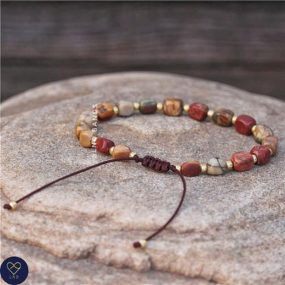 Picasso Jasper new shape Bead Bracelet, Adjustable Minimalist Bracelet, Natural Stone Bracelet, Dainty Bracelet - LND Bands