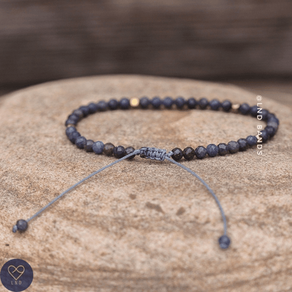 Sapphire Faceted Bead Bracelet, Adjustable Minimalist Natural Gemstone Bracelet, Tibetan Yoga Ethnic, prosperity serenity, Birthday gift - LND Bands