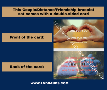 SET of 2 Couple Partner's Distance Friendship Adjustable Bracelets, Anniversary gifts for boyfriend husband girlfriend, love gift - LND Bands