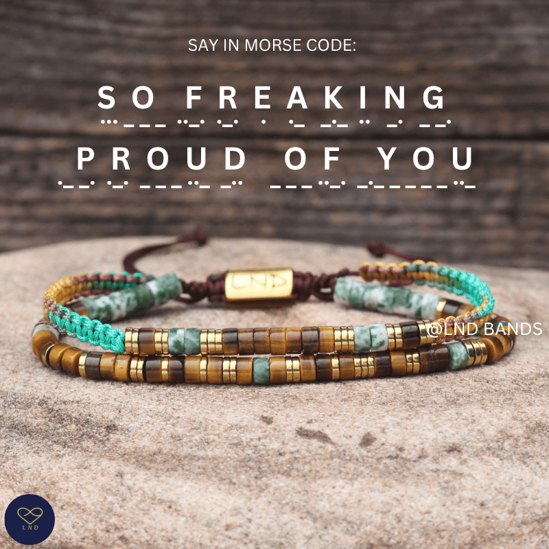 SO freaking PROUD of YOU. Morse Code Bracelet, inspirational, motivational, uplifting, encouraging - LND Bands