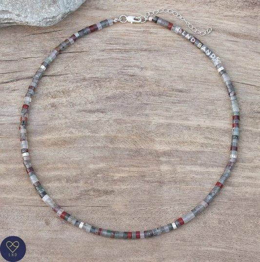 African Blood Stone - Natural Stone Necklace, 4mm - LND Bands