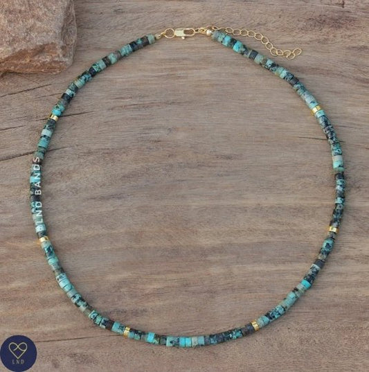 African Turquoise - Natural Stone Necklace, 4mm - LND Bands