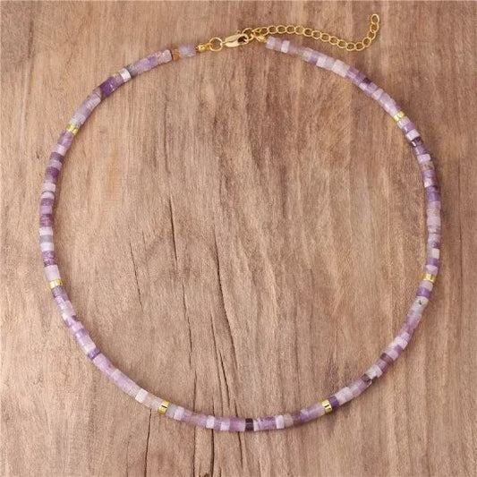 Amethyst - Natural Stone Necklace, 4mm - LND Bands