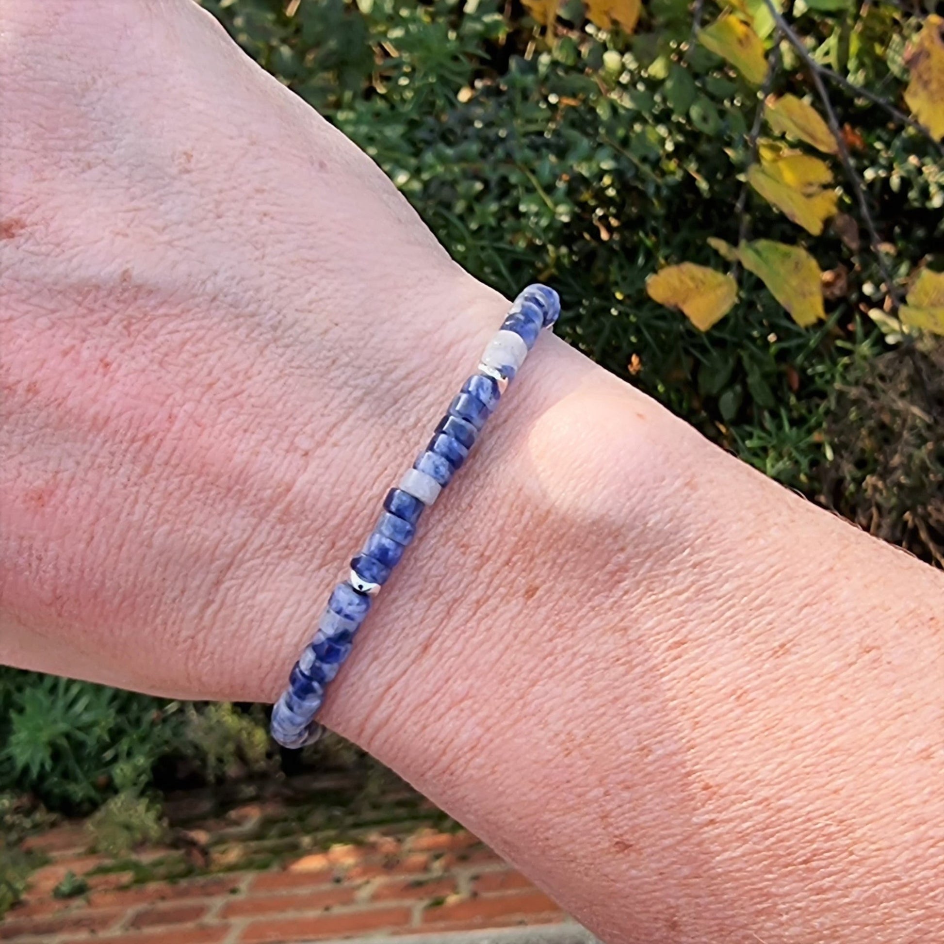 Blue Jasper Bead Bracelet ,Adjustable Minimalist Bohemian Bracelet, Dainty Bracelet, Stress relief, Tibetan gemstone