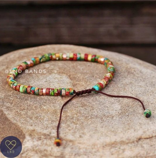Colourful Jasper - Natural Stone Bracelet, 4mm - LND Bands