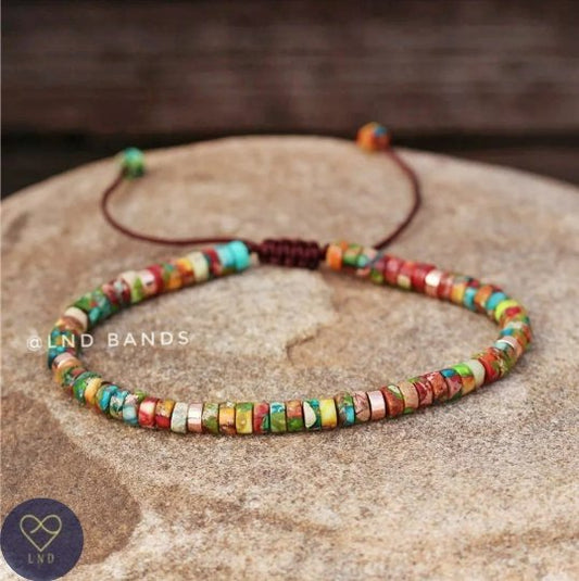 Colourful Jasper - Natural Stone Bracelet, 4mm - LND Bands