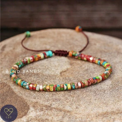 Colourful Jasper - Natural Stone Bracelet, 4mm - LND Bands