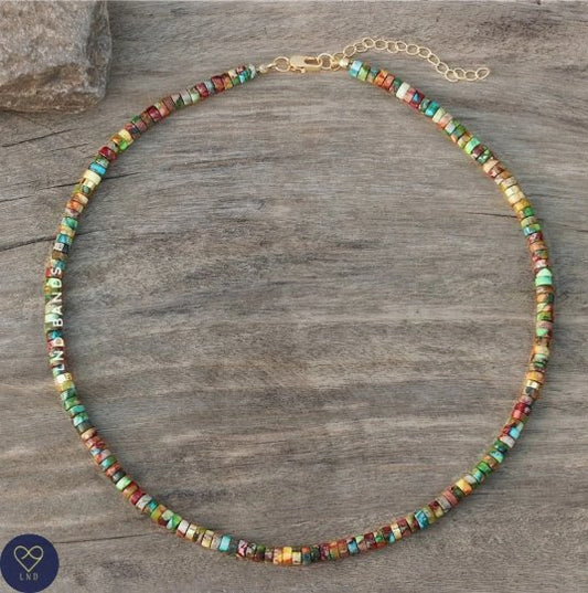 Colourful Jasper - Natural Stone Necklace, 4mm - LND Bands