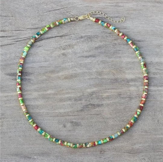 Colourful Tube Necklace - Natural Stone Necklace, 4mm - LND Bands