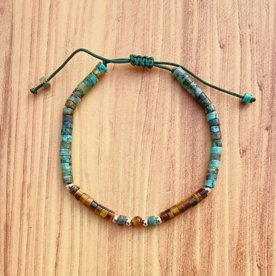 Dainty African Turquoise Tiger Eye - Natural Stone Bracelet, 4mm - LND Bands
