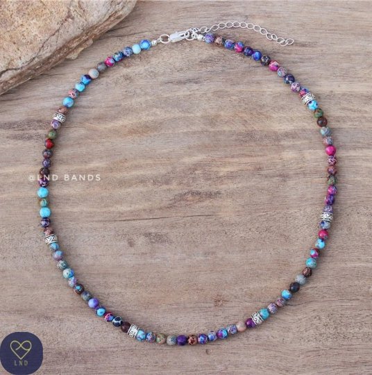 Galaxy Sea Sediment - Natural Stone Necklace, 4mm - LND Bands