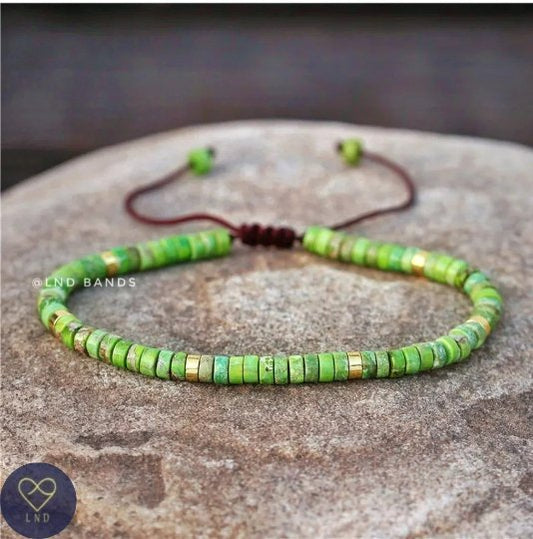 Green grass jasper - Natural Stone Bracelet, 4mm - LND Bands