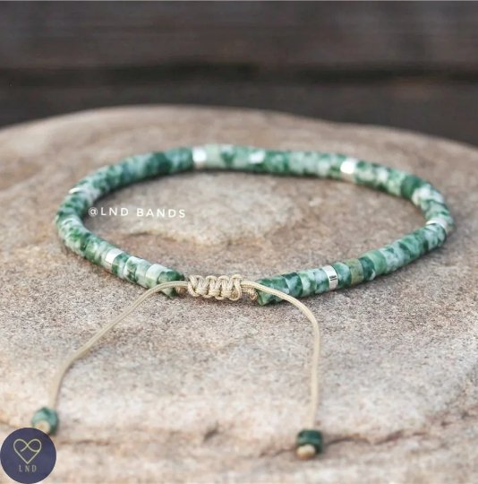 Green Spot Jasper - Natural Stone Bracelet, 4mm - LND Bands