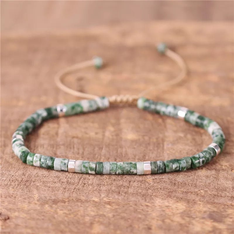 Green Spot Jasper - Natural Stone Bracelet, 4mm - LND Bands