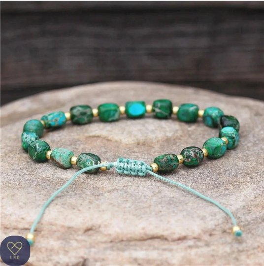 Green/blue Imperial Jasper - Natural Stone Bracelet, 4mm - LND Bands