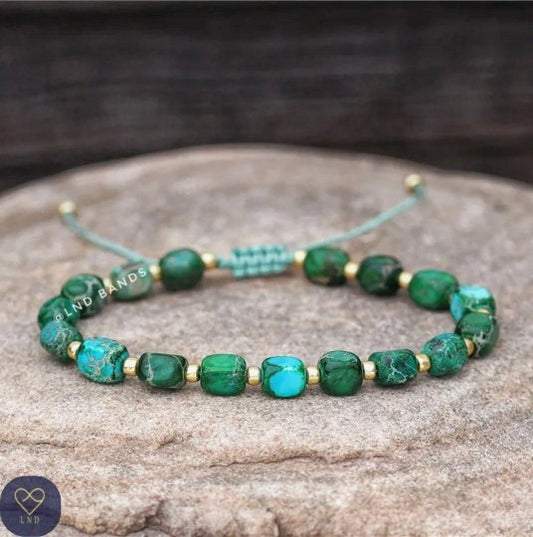 Green/blue Imperial Jasper - Natural Stone Bracelet, 4mm - LND Bands